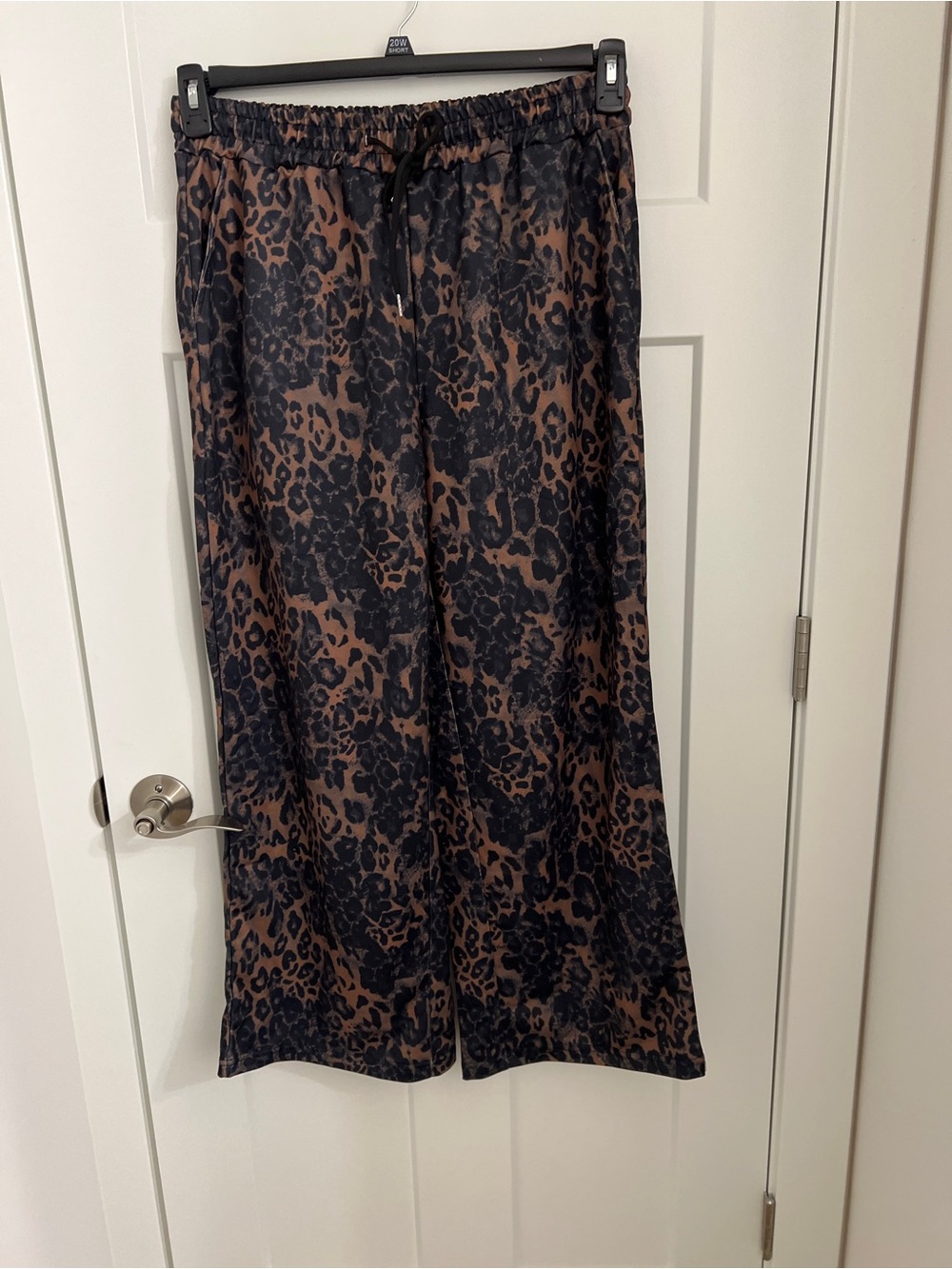 Brown and Black Leopard Print Wide Leg Pants